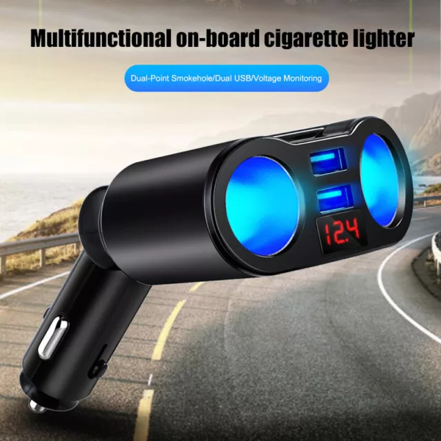 Car Charger Dual USB Cigarette Lighter Adapter 2 Socket Splitter Multi Power NEW