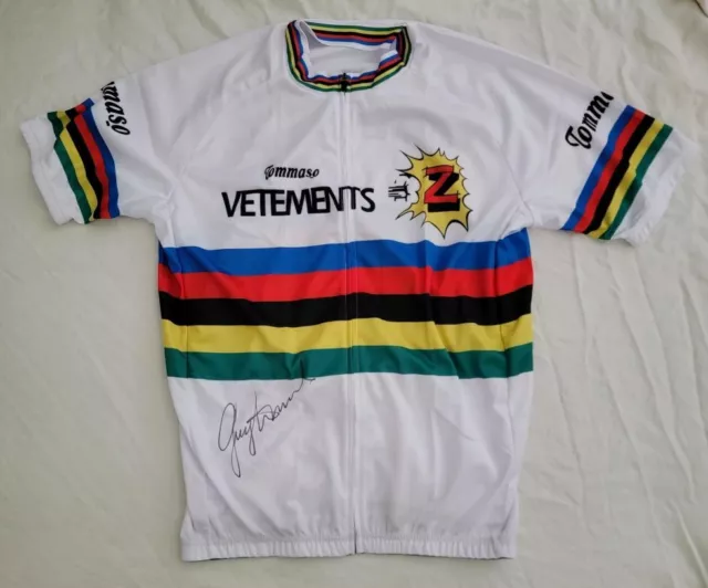 Greg LeMond signed 1990 World Champion cycling jersey Z-Tomasso Tour de France Greg LeMond signed 1990 World Champion cycling jersey Z-Tomasso Tour de France
