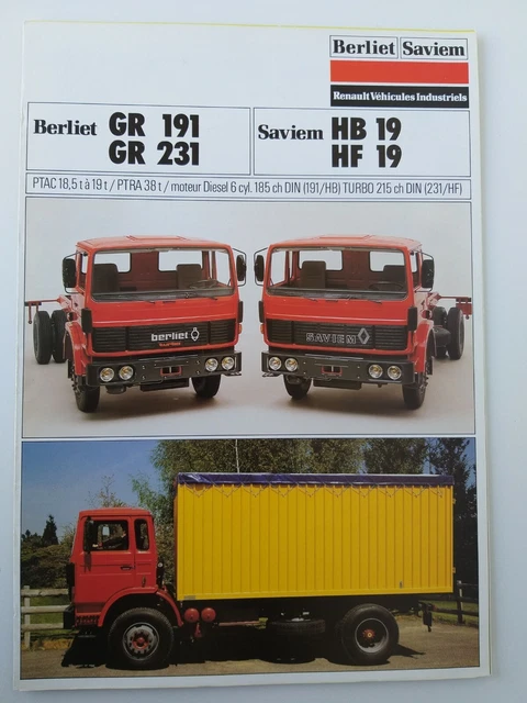 Dépliant Vintage BERLIET Camion à Chaînes 10 Tonnes Type GCM - Document D'époque En Papier, Occasion