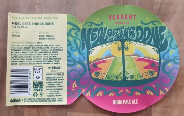 Craft Can Beer Wrap - NEAL GETS THINGS DONE - VERDANT BREWERY - UK