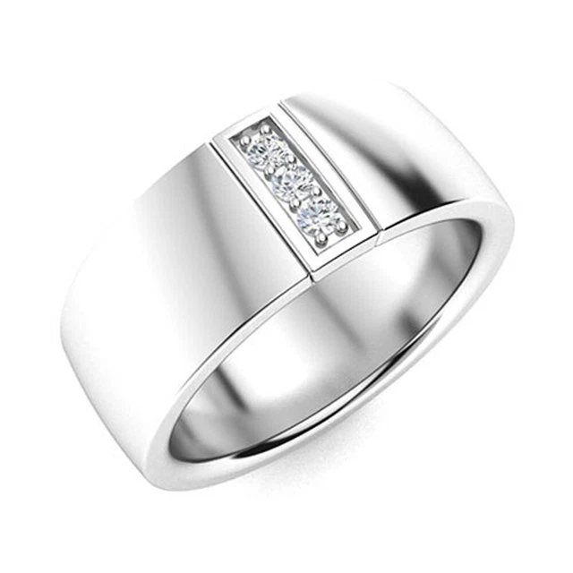 950 Platine 0.09 Carat Vrai Diamant Rond Homme Éternité Rabat 7.5 MM Tout Taille