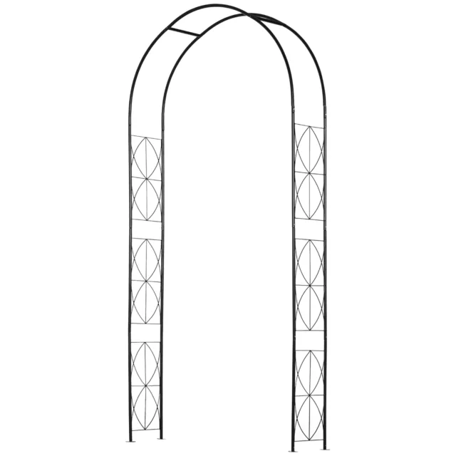 Outsunny Arco da Giardino per Rose e Rampicanti in Metallo 114x30x230cm Nero