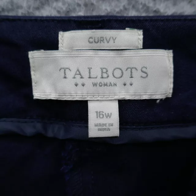 Talbots Womens Straight Leg Ankle Pants 16W Navy Blue High Rise Stretch Curvy 3