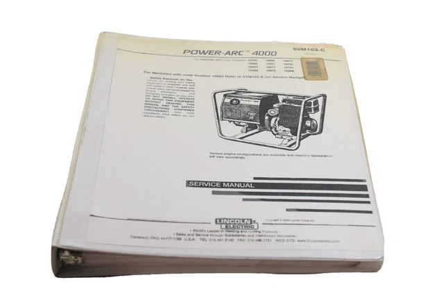 Lincoln Svm103-C Service Manual. Power-Arc 4000, April 2002 Print