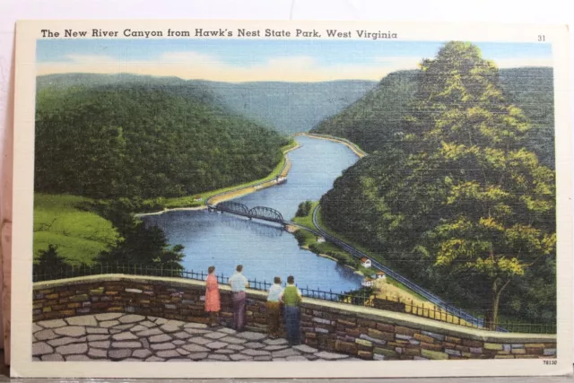 West Virginia WV Hawk's Nest State Park New River Canyon Postcard Old Vintage PC
