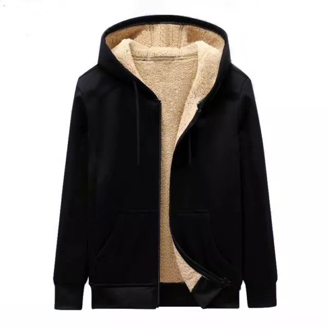 💙New Mens Fleece Fur Hooded Jacket Coat Zip Warm Hoodie Sweatshirt M-5XL