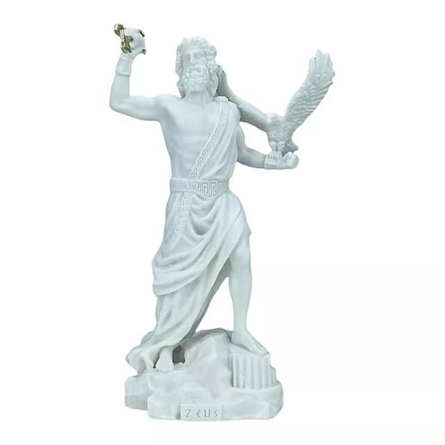 Zeus Jupiter King of Gods & Sky with Thunderbolt Greek Roman Statue Sculpture