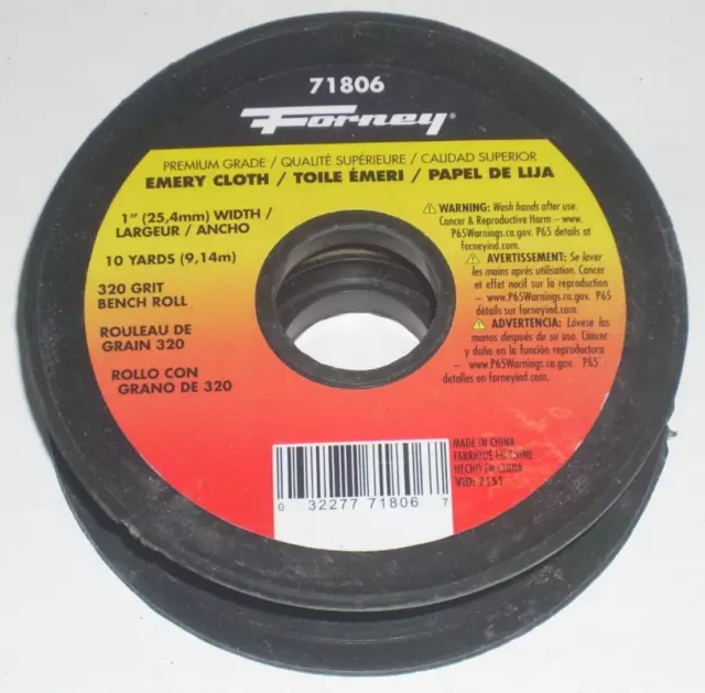 Forney 71806 Premium Grade Emory Cloth 1 in Wide x 10 Yards Long 320 Grit