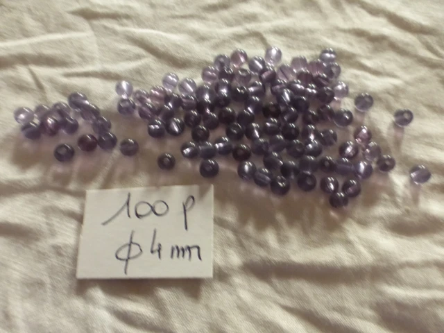 Lot De 600 Perles Anciennes En Verre Violet - 7x5 Mm Sur Fils D'origine
