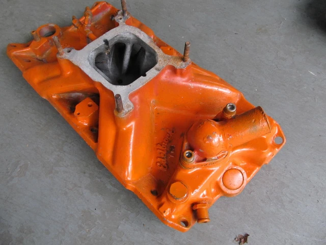 Vintage Edelbrock TM 1 SBC Chevy Aluminum Intake 327 350 383 Vintage Edelbrock TM 1 SBC Chevy Aluminum Intake 327 350 383
