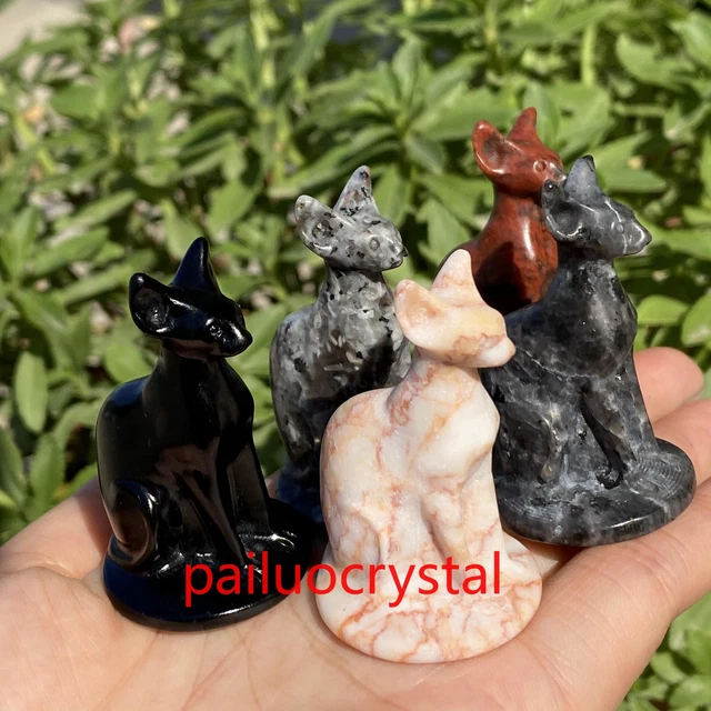 5pcs Natural Mixed Hairless Cat Quartz Crystal Skull Carved Figurines Reiki 2"