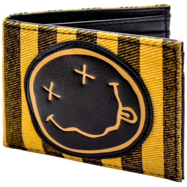 New Official Nirvana Classic Smiley Face Band Logo Orange Id & Card Wallet 2