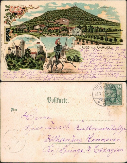 Görlitz Zgorzelec 3 Bild Litho: Restauration Landeskrone Ritter 1900