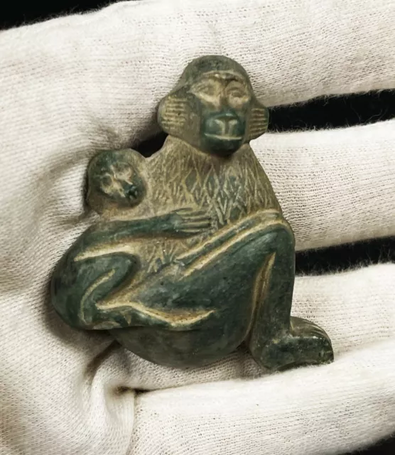 Unique piece of The Egyptian Baboon (Egyptian God of wisdom ) holding his son