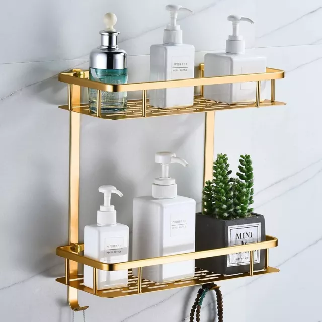 Square Shower Caddy Adhesive Wall Mounted Shelf For Bathroom Storage