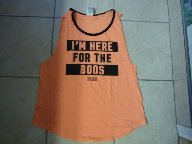 Victorias Secret Pink Graphic "I'm Here For The Boos" Tanktop Tee Nwt