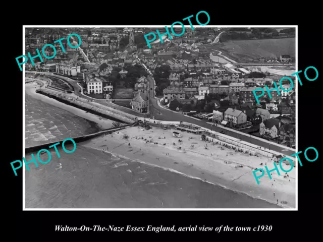 OLD LARGE HISTORIC PHOTO OF WALTON ON THE NAZE ENGLAND TOWN AERIAL VIEW c1930 2