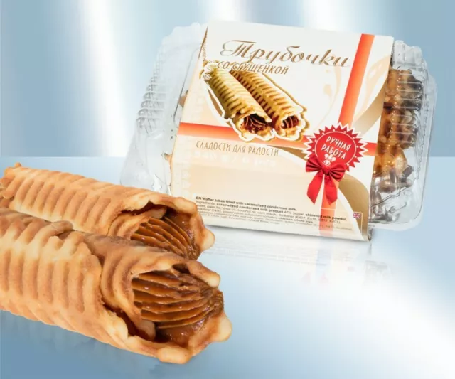 Rotoli di cialda con ripieno di latte condensato caramellato Трубочки со сгущёнкой