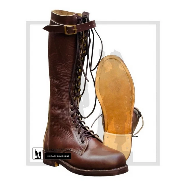 WW2 1900 MILITARY French Officer Boots Dark Brown, US 6 to US 15 Size