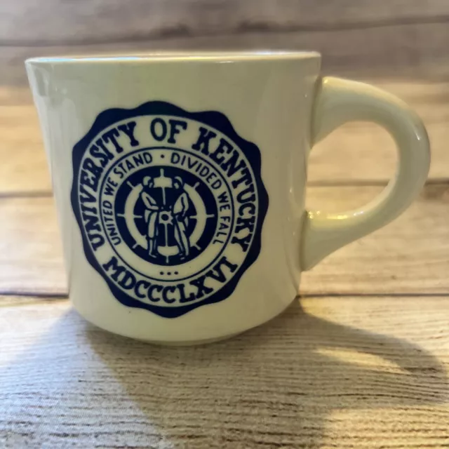 Vtg University Of Kentucky Wildcats Coffee Mug Cup UK USA Blue White State Seal