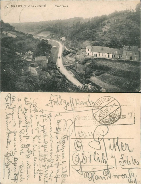 Feldpostkarte 1. WK 9 FRAIPONT-HAVEGNÉ 1915   Feldpost gelaufen (nach Görlitz)
