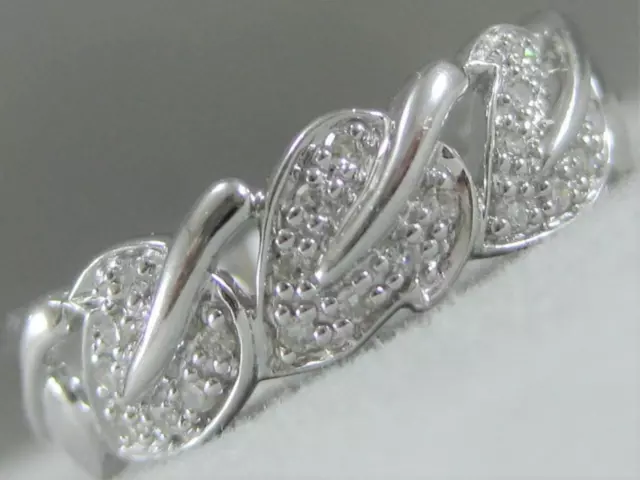 Modern Pave Diamond 14K White Gold Leaf Wedding Band Anniversary Ring #R21039Wp1