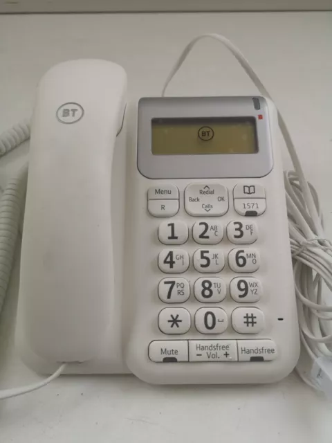 BT Decor 2200 Corded Telephone White With Loud Speaker Caller Id Easy To Use