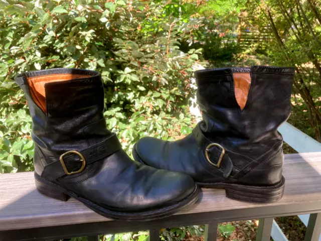 Fiorentini Baker Black Leather Boots Eternity Eli Combat Womens Size 40.5
