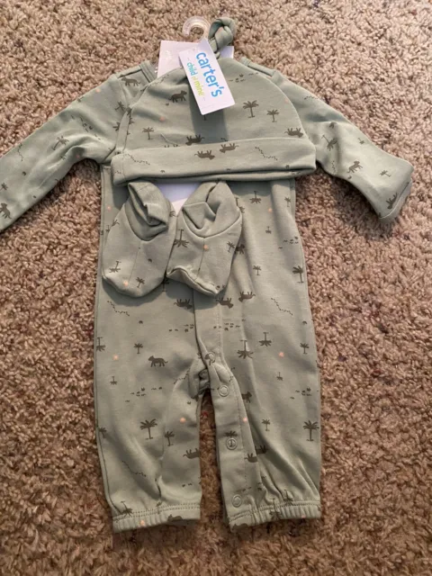 Carter's Child of Mine Baby 3-Piece Outfit Set Green  Preemie, Newborn