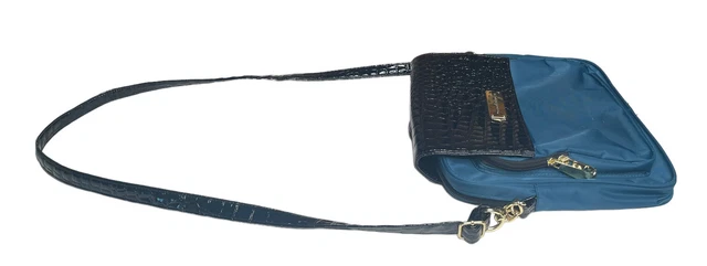 Samantha Brown Peacock Blue w/ Black Croco RFID Travel Crossbody Handbag Purse 3