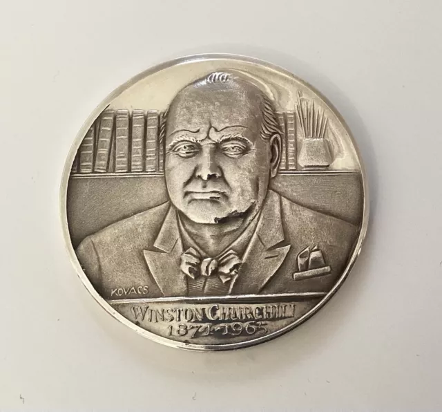 Rare 1965 Winston Churchill – Very Well Alone – Spink & Son Solid Silver Medal