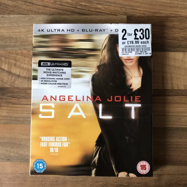 Angelina Jolie SALT 4K UHD + Blu-Ray 2 Disc Set Movie Set - New & Sealed