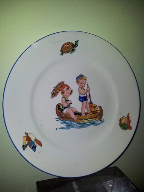 PICKMAN SEVILLA Plato Hondo Infantil Antiguo Barro Esmaltado siglo XX coleccion