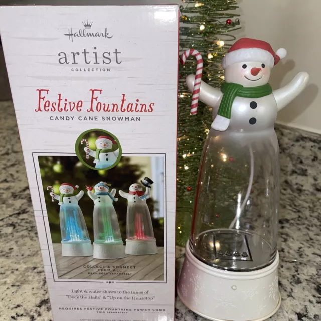 Hallmark Artist Collection Festive Fountain Candy Cane Snowman