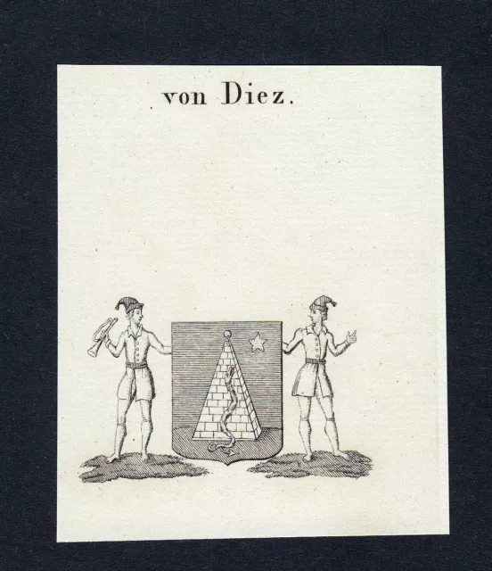 1820 Diez Armoiries Adel Coat De Arms Heraldry Héraldique Gravure sur Cuivre