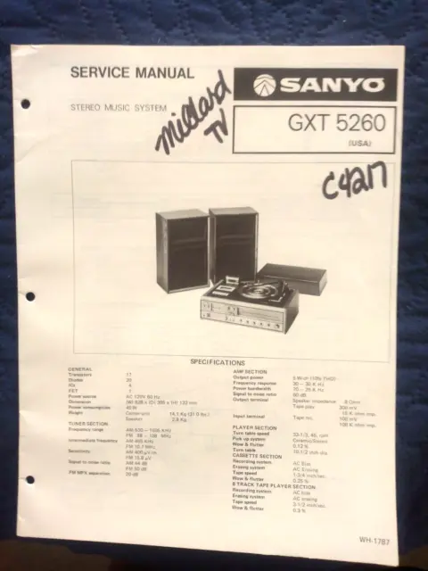 Sanyo- Gxt 5260/ Stereo Music System Service Repair Manual
