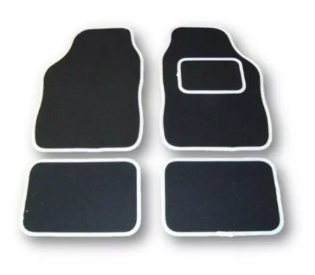 AUDI R8 & SPYDER UNIVERSAL Car Floor Mats Black & WHITE trim