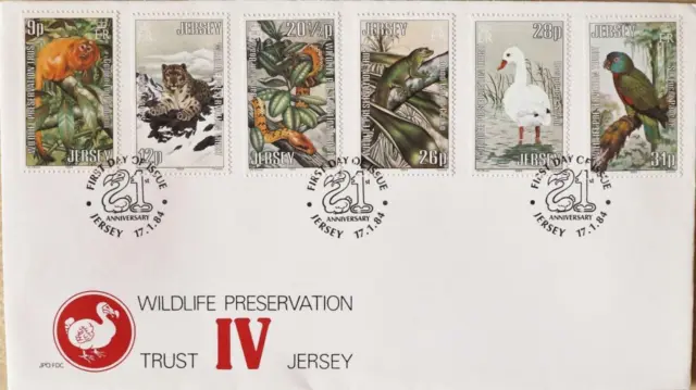 Jersey Stamps "Jersey Wildlife Preservation Trust IV" First Day Cover 1984