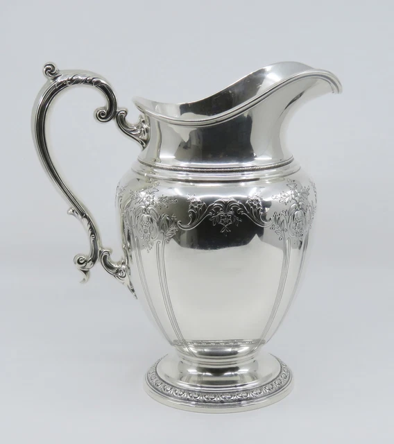 Lovely VTG Gorham Sterling Silver Hand Chased Ice Water Tea Pitcher Large Size