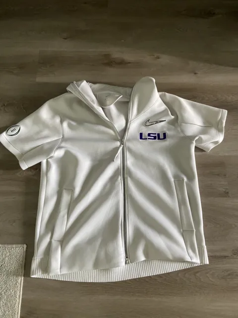 Nike College Showout (LSU) On-Field Men's Short-Sleeve White Zip Hoodie Size XXL
