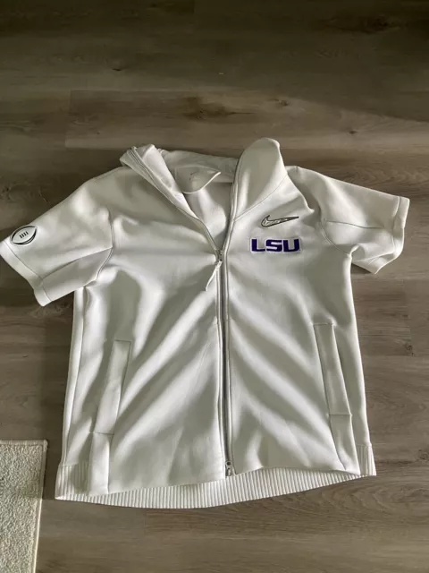 Nike College Showout (LSU) On-Field Men's Short-Sleeve White Zip Hoodie Size XXL