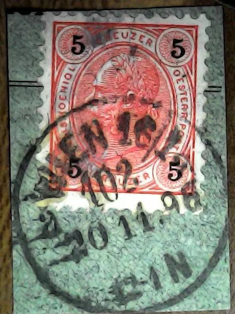 Briefstück mit 5 Kreuzer Marke gestempelt Wien 102 am 20.11 96