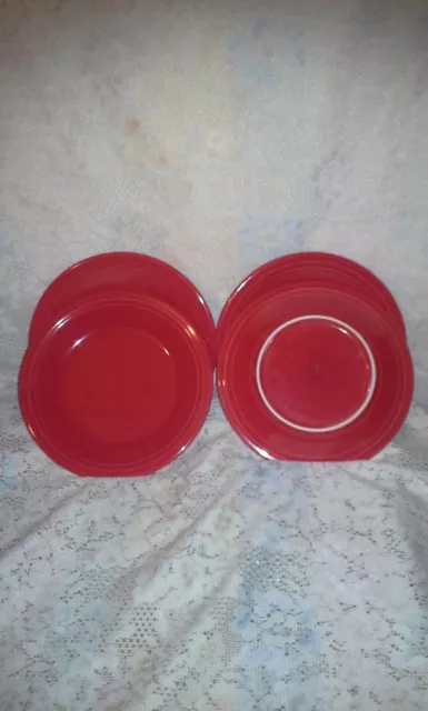4 DINNER PLATES set lot scarlet red HOMER LAUGHLIN FIESTA WARE 10.5" NEW