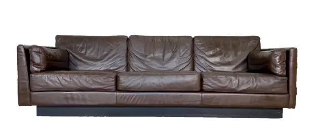 Vintage Danish  Mid-Century 3 Person Brown Leather Sofa By Georg Thams