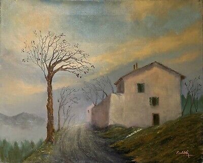 ALDO ALDI BELLISSIMO QUADRO ARTISTA GENOVESE 40X50 CM 1975 OLIO SU TELA FIRMATO 