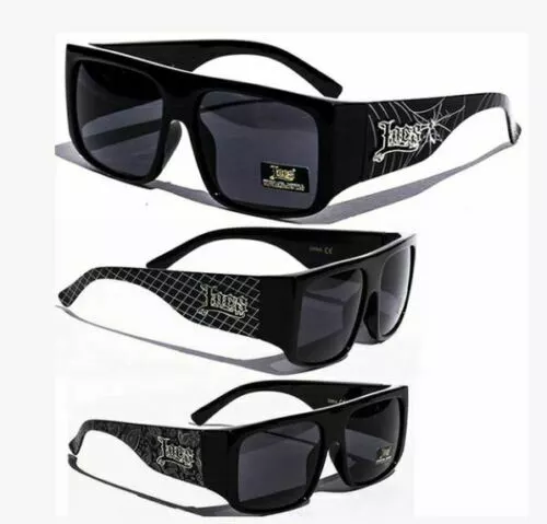 Locs Men's Large Black Hardcore Stylish Flat Top Frame Sunglasses With Hard Case