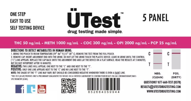 Self Home Medikamententest Selbst Urintests 5 Panel Testkit Erkennt Drogen Pisse 2