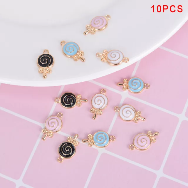 10 Teile/los Emaille Legierung Lollipop Candy Charms Metall Anhänger DIY Schm CR