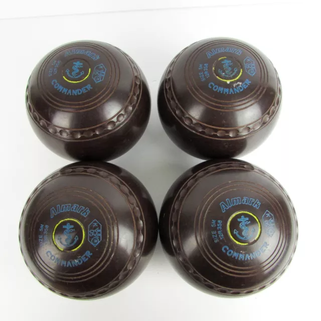 Almark Commander Lawn Bowls Size 5 Medium Brown 5M set of 4