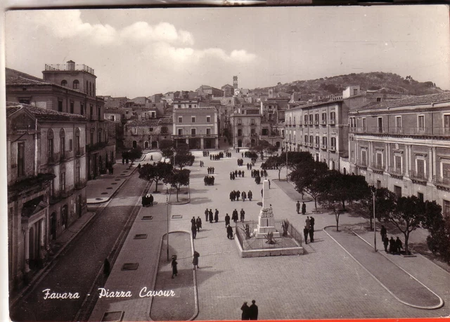Cartolina  Favara  B/N  Viaggiata 1950 Piazza Cavour